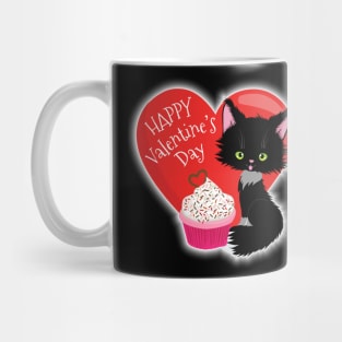 Happy Valentine's Day Cute Cat Heart Cupcake Mug